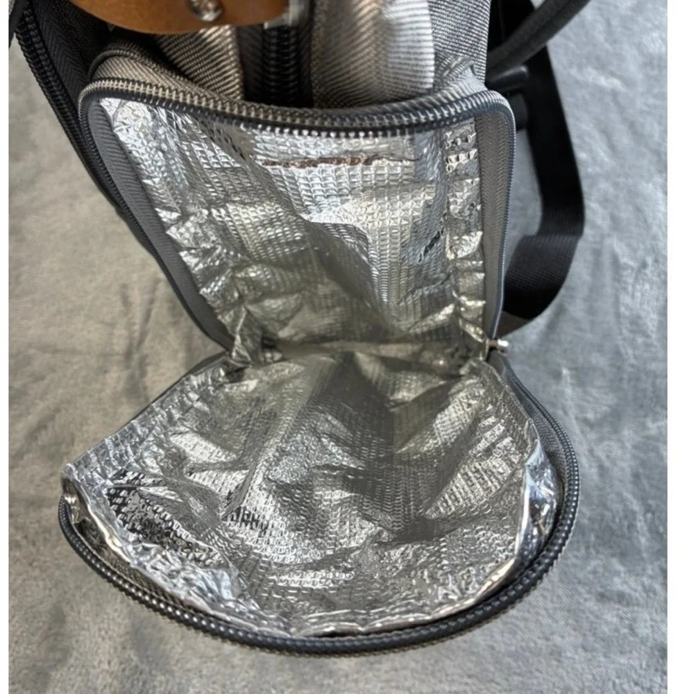 iPack Baby Diaper Bag Backpack Gray Heathered Insulated Pocket Wipes Dispenser